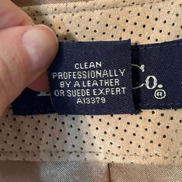 Denim & Co Vintage Tan Leatherher Perforated Button Front Jacket Womens 2X - Picture 3 of 5